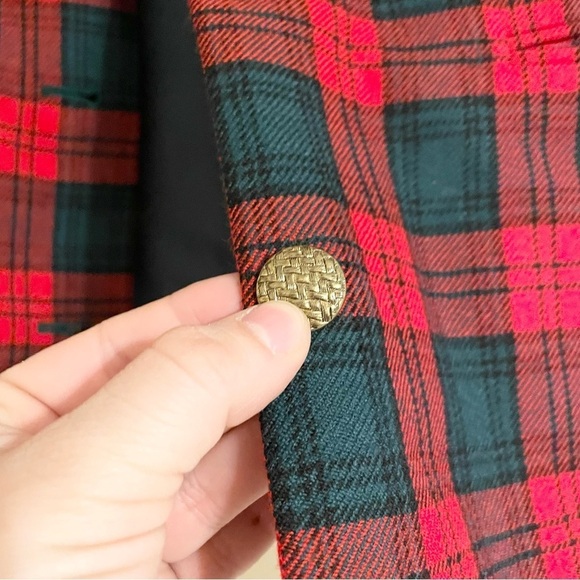 VINTAGE Carlisle Red Green Classic Plaid Tartan Button Front Blazer Women’s 6 - Picture 6 of 9